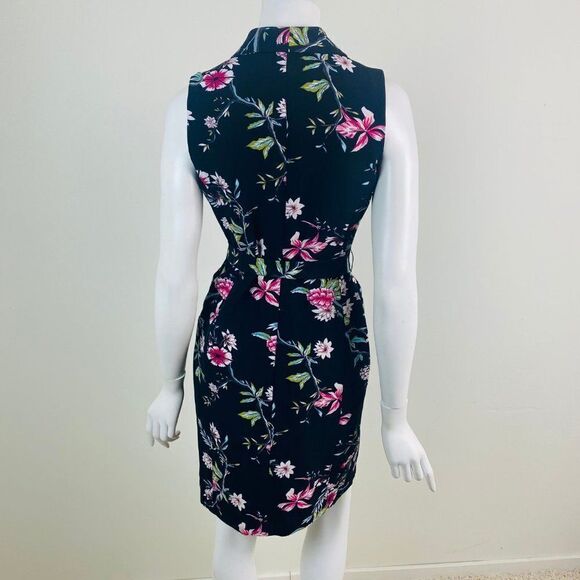 Calvin Klein Black Spring Floral Belted Wrap Dress - Picture 6 of 6